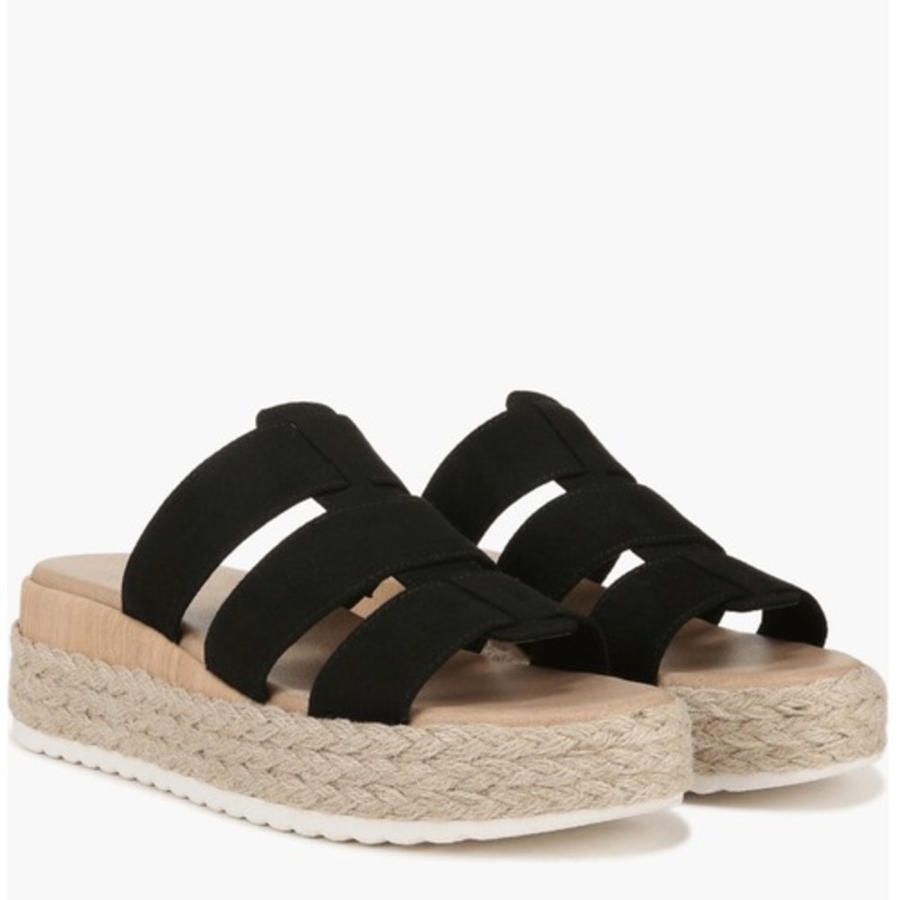 Dr. Scholl's Electric Platform Wedge‎ Sandal, Cushioned, Black/Tan, Size 11, NWT